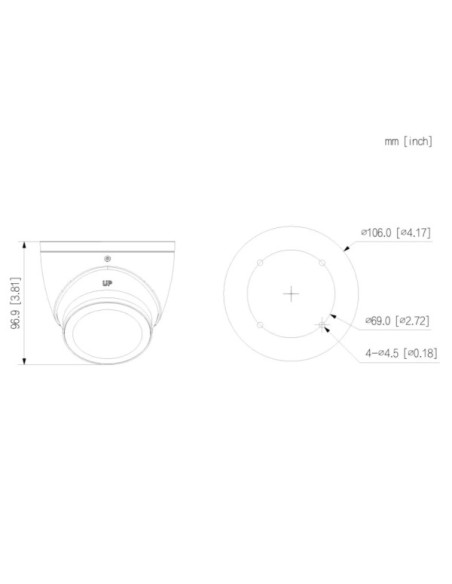 DAHUA HAC-HDW1239T-IL-A-0280B-S3 MiniDomo HDCVI 4EN1 2M 1080P WDR130dB Iluminación Dual LED40m/IR40m 2.8mm IP67 MIC