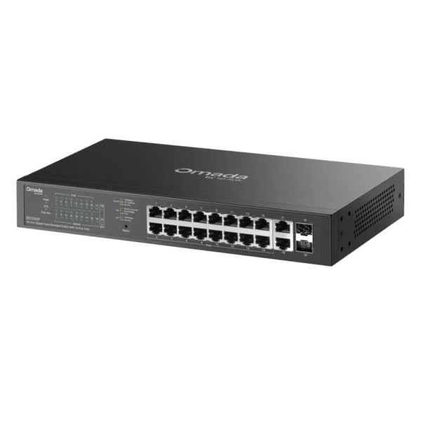 TP-LINK ES220GP Switch PoE+ Omada Agile 16 puertos Gigabit + 2RJ45 Uplink Gigabit + 2SFP Gigabit 150W Gestionable en Cloud