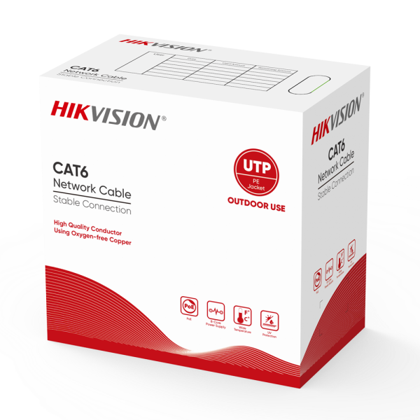 HIKVISION DS-1LN6OUTPE black 305m Hikvision cable UTP categoría 6 - Conductor OFC, 99,5% cobre - Material PE - Se suministra en 