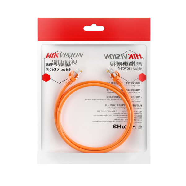 HIKVISION DS-1NP6UEC0 (1m) Cable UTP - Ethernet - Conectores RJ45 - Categoría 6 - 1 m - Color naranja