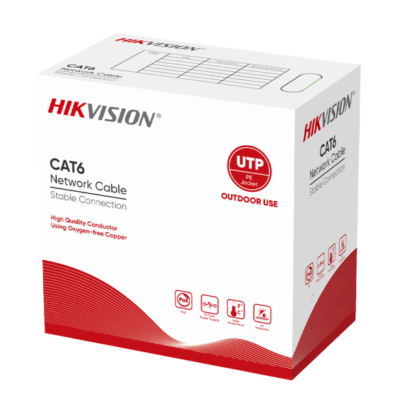 HIKVISION DS-1LN6OUSPE black 305m Hikvision cable UTP categoría 6 - Conductor OFC, 99,5% cobre - Diámetro 23 AWG-0,56mm - Se sum