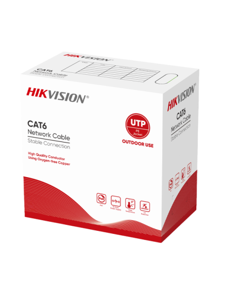 HIKVISION DS-1LN6OUSPE black 305m Hikvision cable UTP categoría 6 - Conductor OFC, 99,5% cobre - Diámetro 23 AWG-0,56mm - Se sum