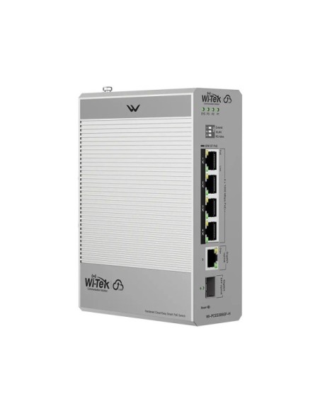 WI-TEK WITEK-0183 WI-PCES306GF-H Switch PoE gestionable Wi-Tek Gigabit con 4 puertos PoE++ y uplinks RJ45/SFP para carril DIN