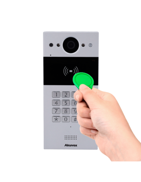 AKUVOX AK-R20K-LTE Videoportero IP en superficie - Cámara 2 Mpx | Audio bidireccional - Apertura con tarjeta EM/MF, NFC y PIN | 