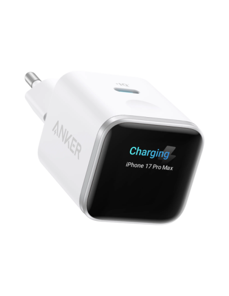 ANKER ANK-121-45W1C-W Anker - Mini Cargador USB - Potencia 45W - Carga rápida GaN | Display inteligente - Salidas 1x USB-C - Col