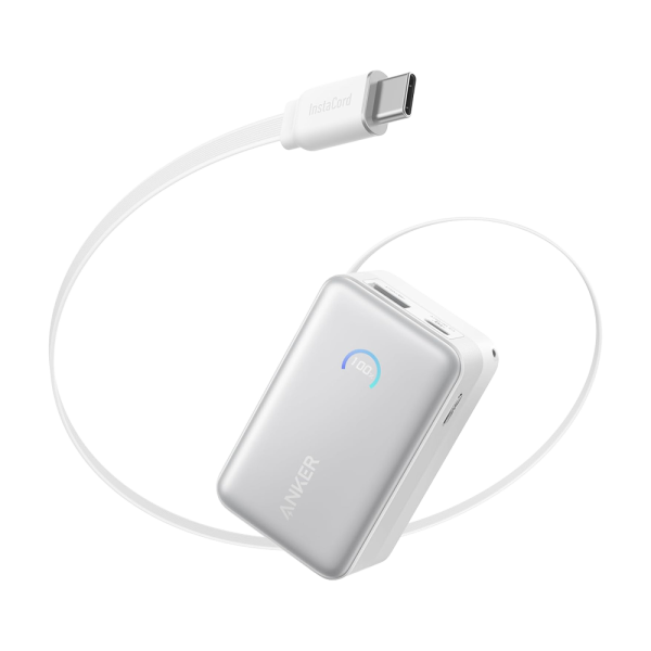 ANKER ANK-1638-10K-W Anker Mini Power Bank - Capacidad 10000mAh - Carga rápida 45W - Entradas USB-C, Cable USB-C - Salidas USB-C