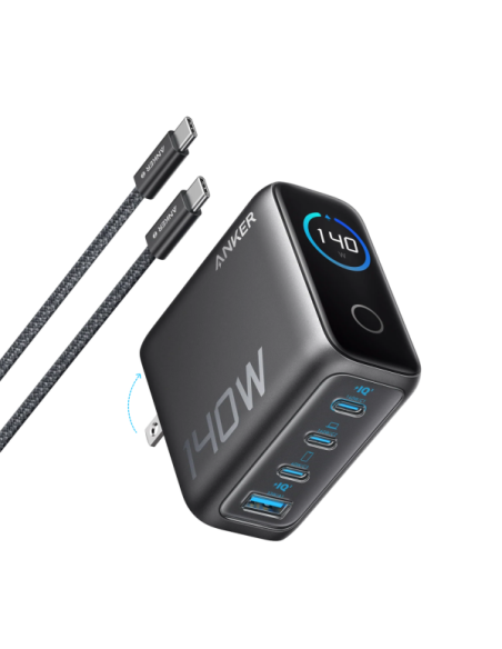 ANKER ANK-2697-140W1A3C-G Anker - Cargador USB plegable - Potencia 140W | Display inteligente - Carga rápida | Tecnología GaN - 