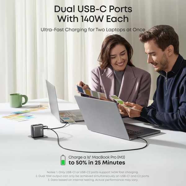 ANKER ANK-2697-140W1A3C-G Anker - Cargador USB plegable - Potencia 140W | Display inteligente - Carga rápida | Tecnología GaN - 