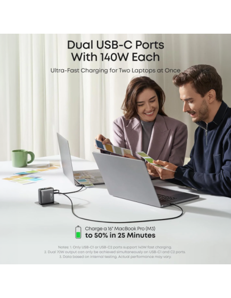 ANKER ANK-2697-140W1A3C-G Anker - Cargador USB plegable - Potencia 140W | Display inteligente - Carga rápida | Tecnología GaN - 