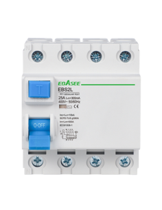 OEM EBS2L-25A-3P+N-300mA-AC Interruptor diferencial - Corriente nominal 25A - 4 polos (instalaciones trifásicas) - Sensibilidad 