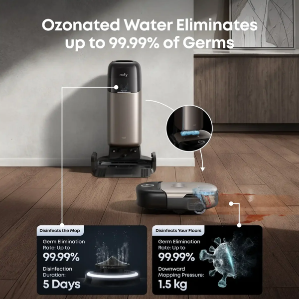 EUFY EUFY-HYDROJET-S2-ROBOT Eufy Robot Aspirador Hydrojet S2 Onmi - Succión AeroTurbo 2.0 de 30 000 Pa - Fregado con rodillo Hyd