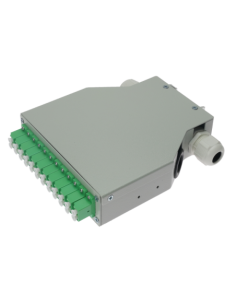 OEM FIBERBOX-DIN-12-LC-APC Caja de distribución de fibra para carril DIN - Incluye 12 adaptadores LC dúplex preinstalados - Puli