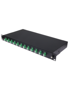 OEM PP-FIBER-12-LC-APC Panel de parcheo 1U para rack de 19 pulgadas - Incluye 12 adaptadores LC dúplex preinstalados - Pulido AP 2