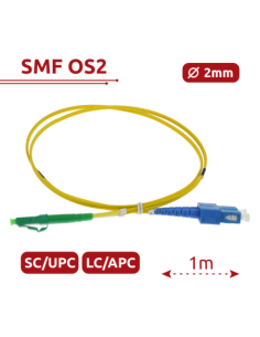SAFIRE SF-LC-APC-SC-UPC-SM-DX-1M Cable de conexión de fibra óptica dúplex - Fibra monomodo G657A2 de alto rendimiento - Conector 2