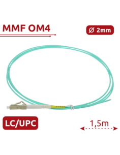 SAFIRE SF-LC-UPC-OM4-0015M-D20-A Pigtail de fibra óptica simplex - Fibra multimodo OM4 de alta velocidad - Conector LC con pulid 2