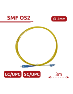 SAFIRE SF-LC-UPC-SC-UPC-SM-SX-3M Cable de conexión de fibra óptica simplex - Fibra monomodo OS2 G657A2 de alto nivel - Conectore 2