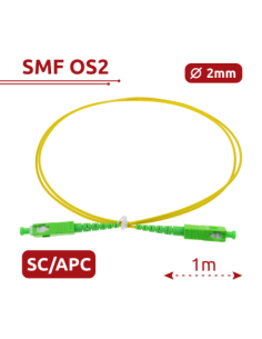 SAFIRE SF-SC-APC-SC-APC-SM-SX-1M Cable de conexión de fibra óptica - Fibra monomodo G657A2 de alto rendimiento - Conectores SC A 2
