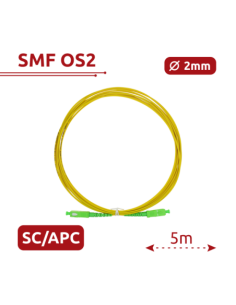 SAFIRE SF-SC-APC-SC-APC-SM-SX-5M Cable de conexión de fibra óptica - Fibra monomodo G657A2 de alto rendimiento - Conectores SC A 2