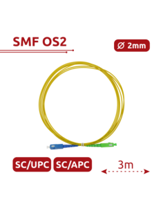 SAFIRE SF-SC-APC-SC-UPC-SM-SX-3M Cable de conexión de fibra óptica simplex - Fibra monomodo G657A2 de alto rendimiento - Conecto 2