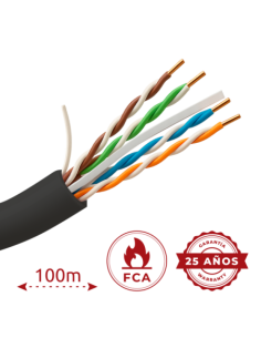 SAFIRE UTP6-100-BC-OUTDOOR Bobina de cable de red Categoría 6 (CAT6) - Diseño U/UTP de 4 pares trenzados 24 AWG - Cubierta exter 2