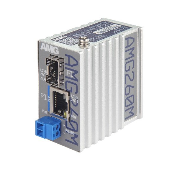 AMG AMG260M-1GBT-1S-P90 AMG. Media Converter Industrial 1x 10/100/1000 RJ45 PoE 60/90W 1x 100/1000 SFP (No incluido) -40⁰C a +75