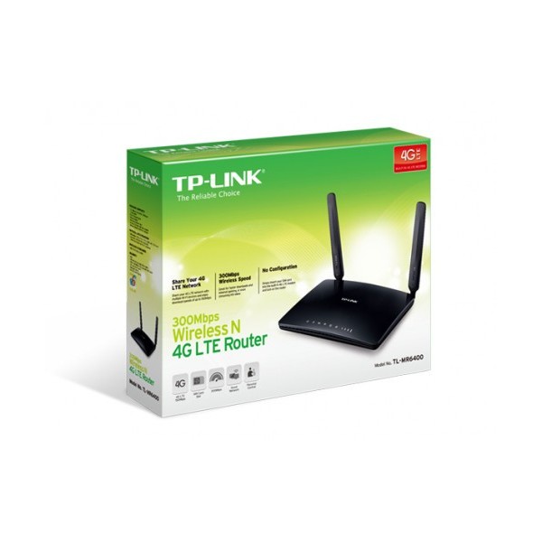 TP-LINK 1325773 TL-MR6400-V4.0 TP-LINK TL-MR6400 router inalámbrico Banda única (2,4 GHz) Ethernet rápido 3G 4G Negro