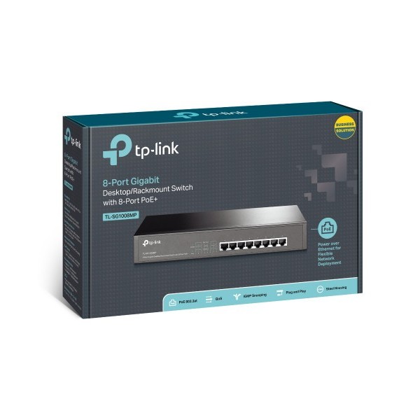 TP-LINK 1322108 TL-SG1008MP TP-LINK TL-SG1008MP No administrado Gigabit Ethernet (10/100/1000) Energía sobre Ethernet (PoE) Negr