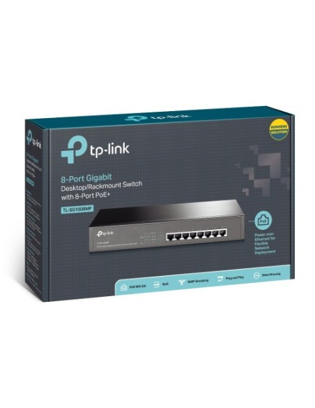 TP-LINK 1322108 TL-SG1008MP TP-LINK TL-SG1008MP No administrado Gigabit Ethernet (10/100/1000) Energía sobre Ethernet (PoE) Negr