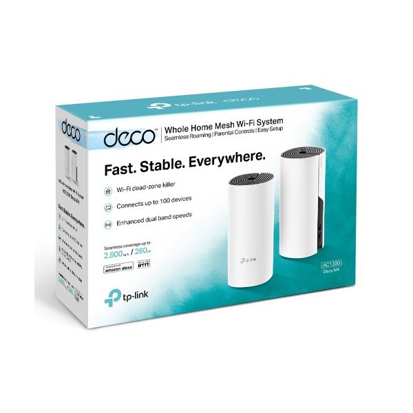 TP-LINK 1018384 DECO M4(2-PACK) TP-LINK Deco M4(2-pack) router inalámbrico Doble banda (2,4 GHz / 5 GHz) Gigabit Ethernet Negro,