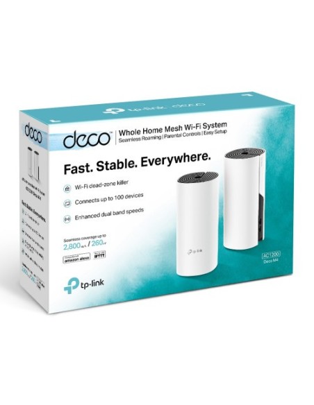 TP-LINK 1018384 DECO M4(2-PACK) TP-LINK Deco M4(2-pack) router inalámbrico Doble banda (2,4 GHz / 5 GHz) Gigabit Ethernet Negro,