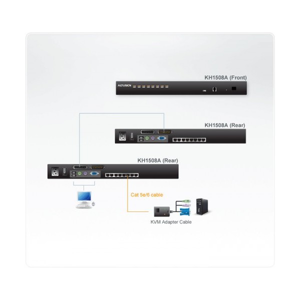 ATEN 978885 KH1508A-AX-G Aten KH1508A interruptor KVM Montaje en rack Negro