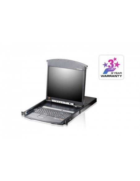 ATEN 978560 KL1508AIN-AXA-SG Aten Consola LCD dual rail con switch KVM por IP integrado multi-interfaz Cat 5 de 8 puertos con ac