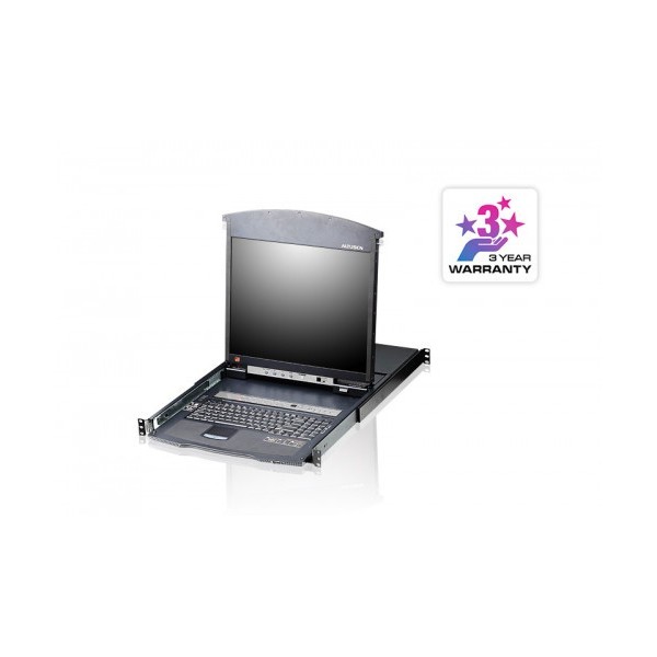 ATEN 978519 KL1508AM-AXA-SG ATEN Consola LCD dual rail con switch KVM integrado multi-interfaz Cat 5 de 8 puertos
