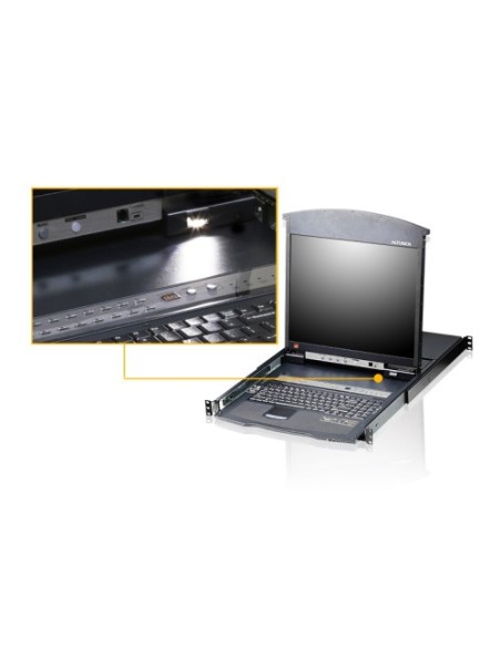 ATEN 978519 KL1508AM-AXA-SG ATEN Consola LCD dual rail con switch KVM integrado multi-interfaz Cat 5 de 8 puertos