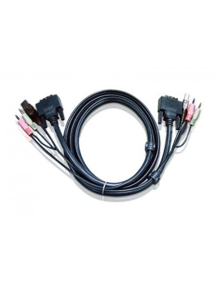 ATEN 978172 2L-7D02U Aten 6ft USB DVI-D Single Link cable para video, teclado y ratón (kvm) Negro 1,8 m