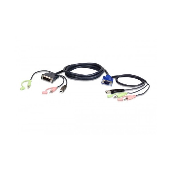 ATEN 978148 2L-7DX2U Aten 2L-7DX2U adaptador de cable de vídeo 1,8 m HDB-15 Male, USB A, Mini Stereo Jack DVI-I (Single Link), U