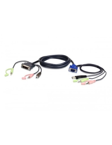 ATEN 978148 2L-7DX2U Aten 2L-7DX2U adaptador de cable de vídeo 1,8 m HDB-15 Male, USB A, Mini Stereo Jack DVI-I (Single Link), U