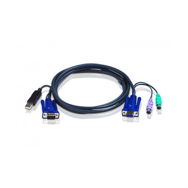 ATEN 978076 2L-5502UP Aten 2L5502UP cable para video, teclado y ratón (kvm) Negro 1,8 m