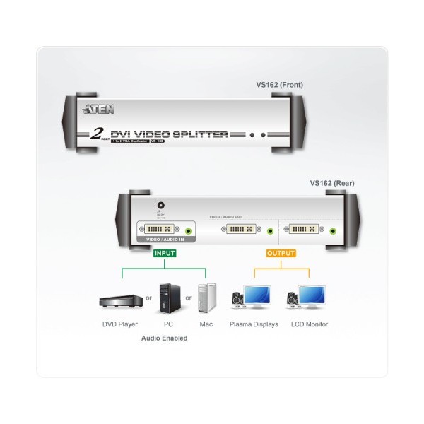 ATEN 976530 VS162-AT-G ATEN DISTRIBUIDOR / SPLITTER DVI / AUDIO DE 2 PUERTOS (VS162-AT-G)