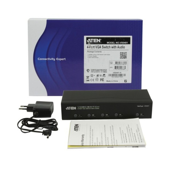 ATEN 976329 VS0401-AT-G ATEN CONMUTADOR / SELECTOR / SWITCHVGA / AUDIO DE 4 PUERTOS CON AUDIO RS-232 (VS0401-AT-G)