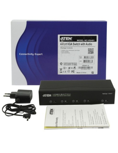 ATEN 976329 VS0401-AT-G ATEN CONMUTADOR / SELECTOR / SWITCHVGA / AUDIO DE 4 PUERTOS CON AUDIO RS-232 (VS0401-AT-G)