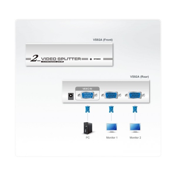 ATEN 976100 VS92A-AT-G ATEN DISTRIBUIDOR / SPLITTER VGA DE 2 PUERTOS (350MHZ) (VS92A-AT-G)