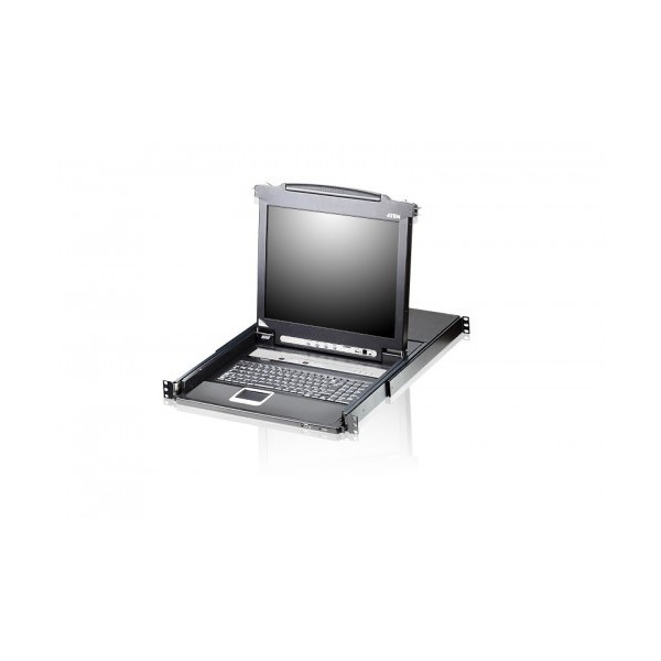 ATEN 975801 CL5716N-ATA-SG Aten Consola LCD single rail con switch KVM integrado VGA PS/2-USB de 16 puertos