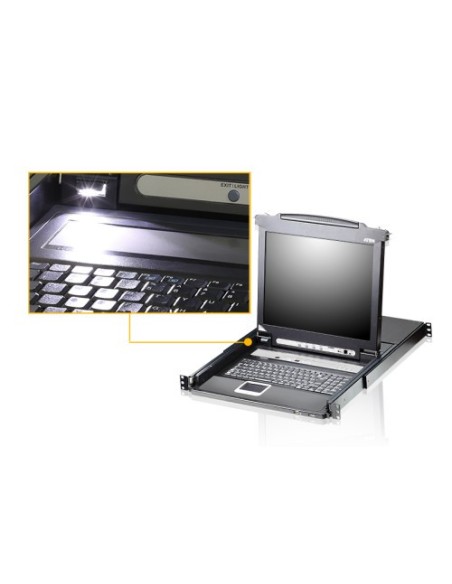 ATEN 975801 CL5716N-ATA-SG Aten Consola LCD single rail con switch KVM integrado VGA PS/2-USB de 16 puertos