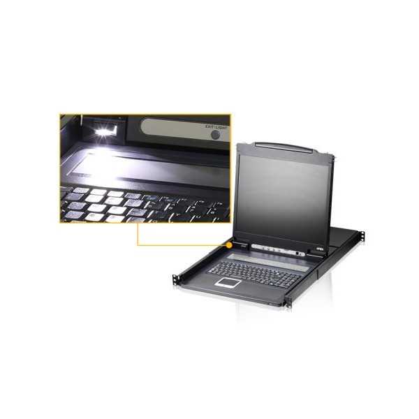 ATEN 975764 CL1308N-ATA-SG Aten Consola LCD single rail con switch KVM integrado VGA PS/2-USB de 8 puertos
