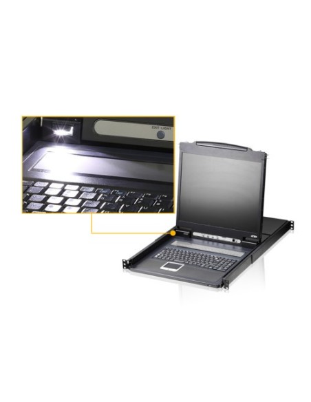 ATEN 975764 CL1308N-ATA-SG Aten Consola LCD single rail con switch KVM integrado VGA PS/2-USB de 8 puertos