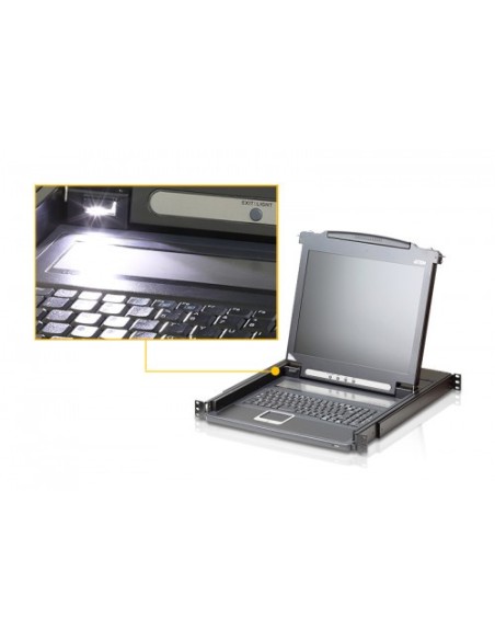 ATEN 975633 CL1000M-ATA-SG ATEN CONSOLA CL1000M (SPANISH KEYBOARD / 2X-K06 SG) SINGLE RAIL 17" LCD CONSOLE (USB - VGA)