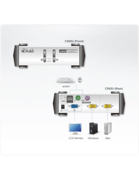 ATEN 975123 CS82U-AT Aten CS82U interruptor KVM