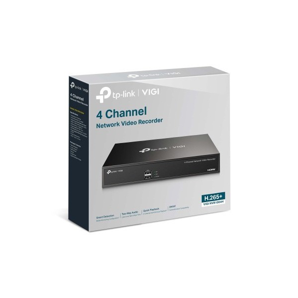 TP-LINK 1398319 VIGI NVR1004H TP-LINK GRABADOR DE VIDEO EN RED DE 4 CANALES ESPECIFICACIONES: H.265+/H.265/H.264+/H.264, RESOLUC