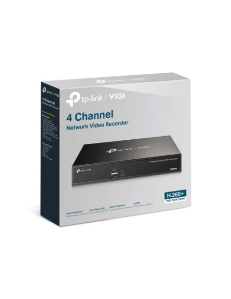 TP-LINK 1398319 VIGI NVR1004H TP-LINK GRABADOR DE VIDEO EN RED DE 4 CANALES ESPECIFICACIONES: H.265+/H.265/H.264+/H.264, RESOLUC